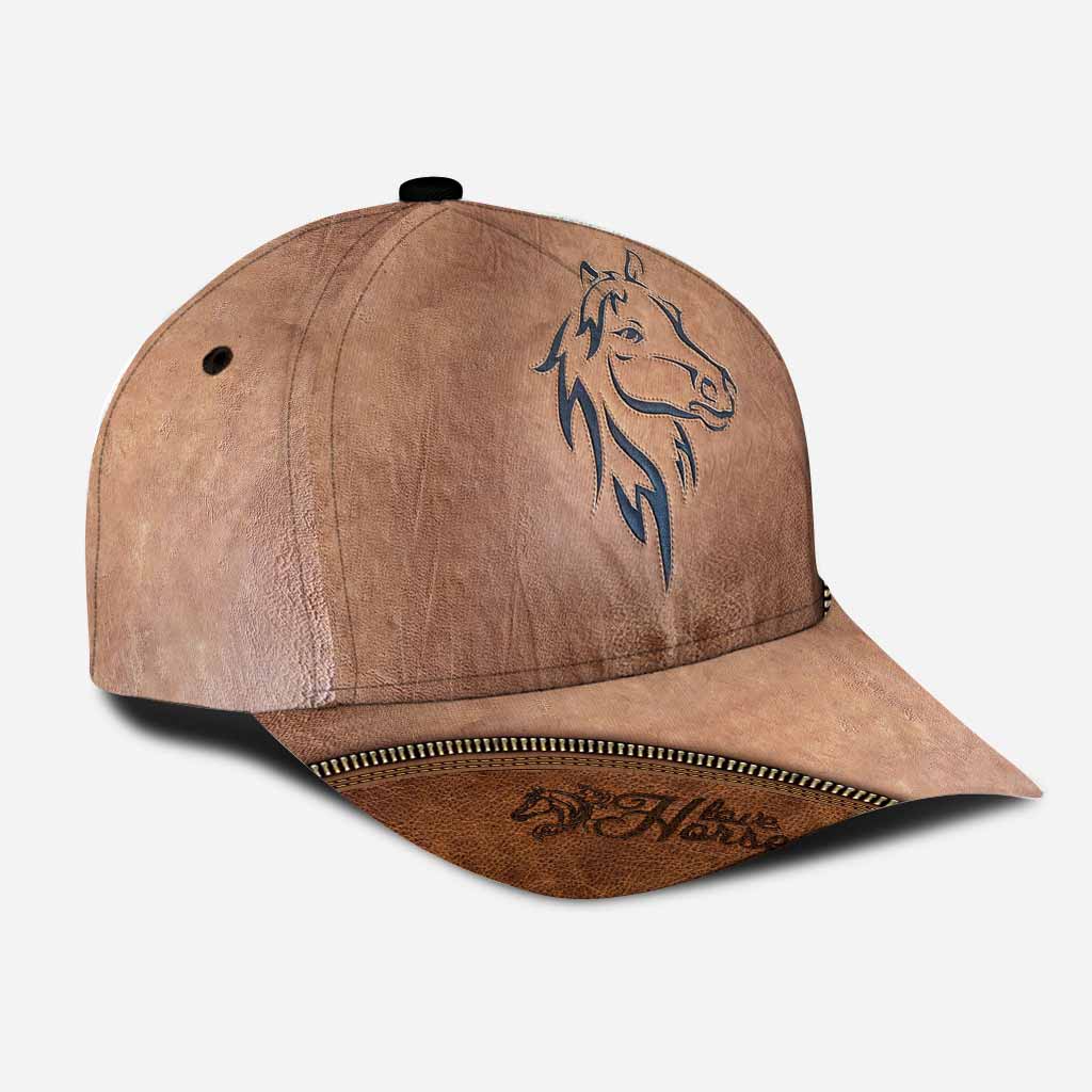 Love Horses Leather Pattern Print Horse Classic Cap 0622