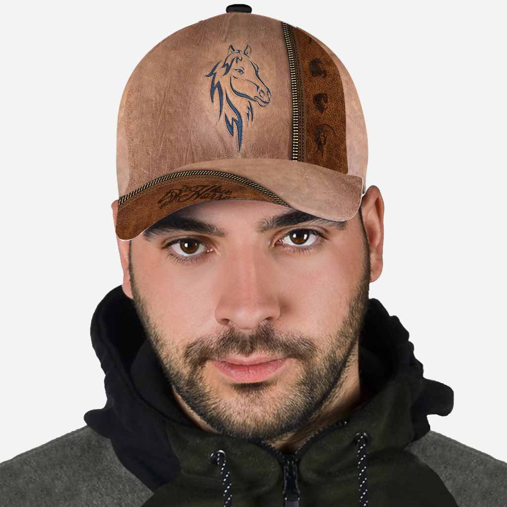 Love Horses Leather Pattern Print Horse Classic Cap 0622