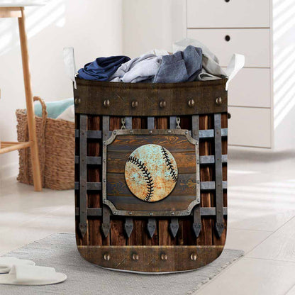 Baseball Metal Pattern Print Baseball Laundry Basket 0622