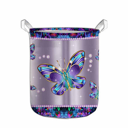 Butterfly Metal Pattern Print Butterfly Laundry Basket 0622