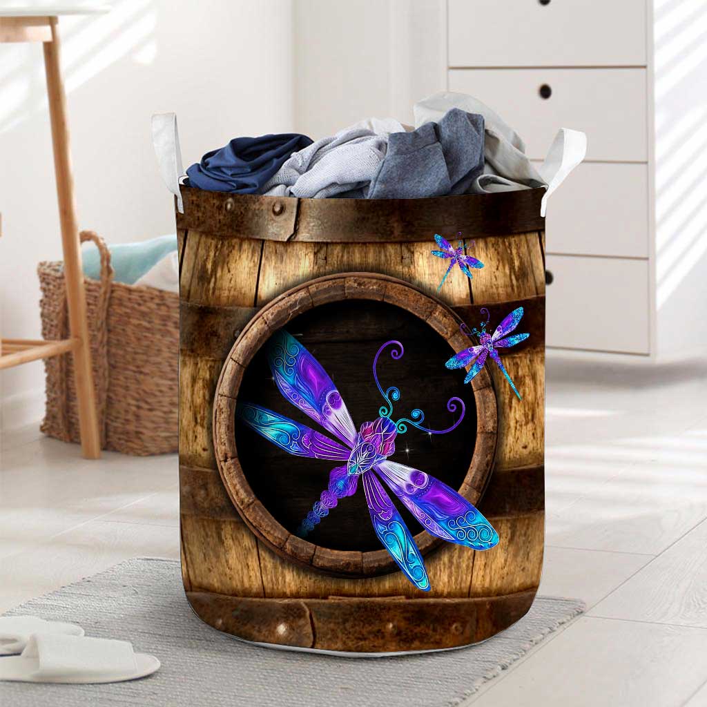 Dragonfly Wood Pattern Print Dragonfly Laundry Basket 0622