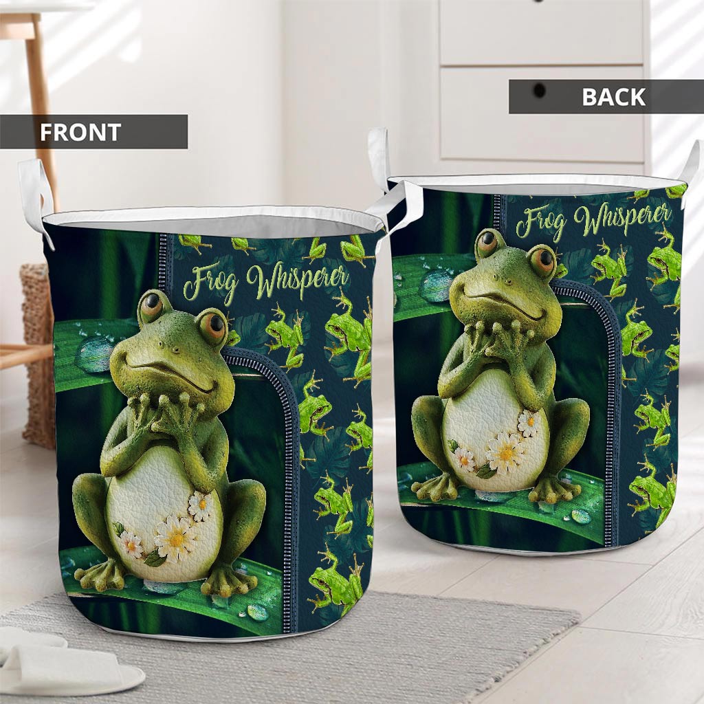 Frog Whisperer Leather Pattern Print Frog Laundry Basket 0622
