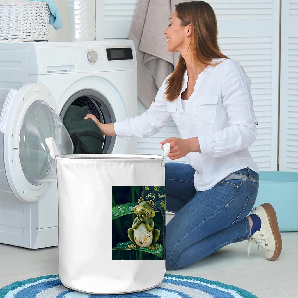 Frog Whisperer Leather Pattern Print Frog Laundry Basket 0622