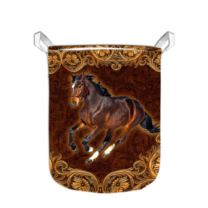 Horse Leather Pattern Print Horse Laundry Basket 0622