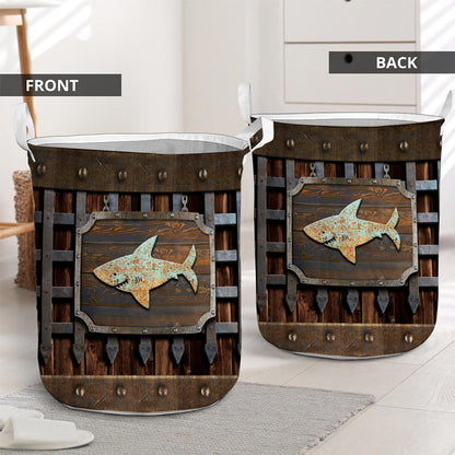 Shark Metal Pattern Print Shark Laundry Basket 0622