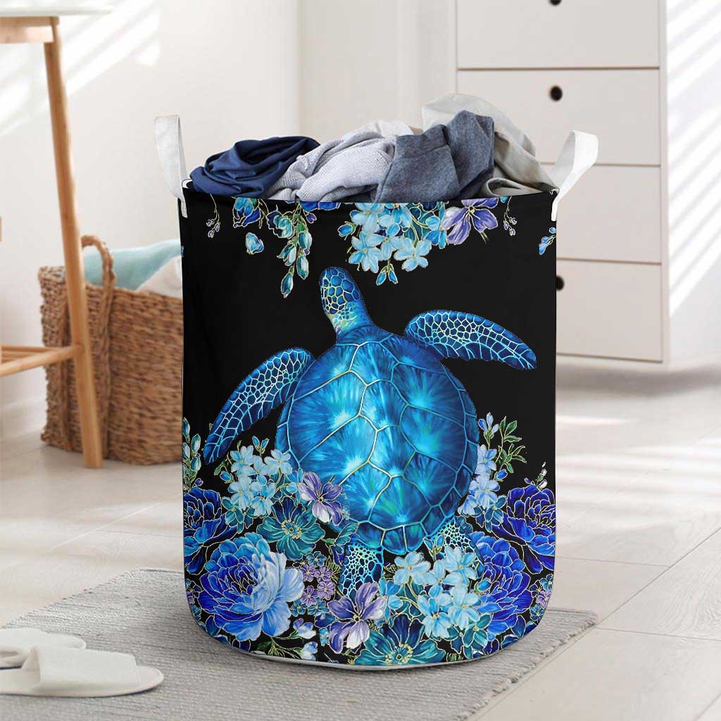 Love Blue Sea Turtle Laundry Basket 0622