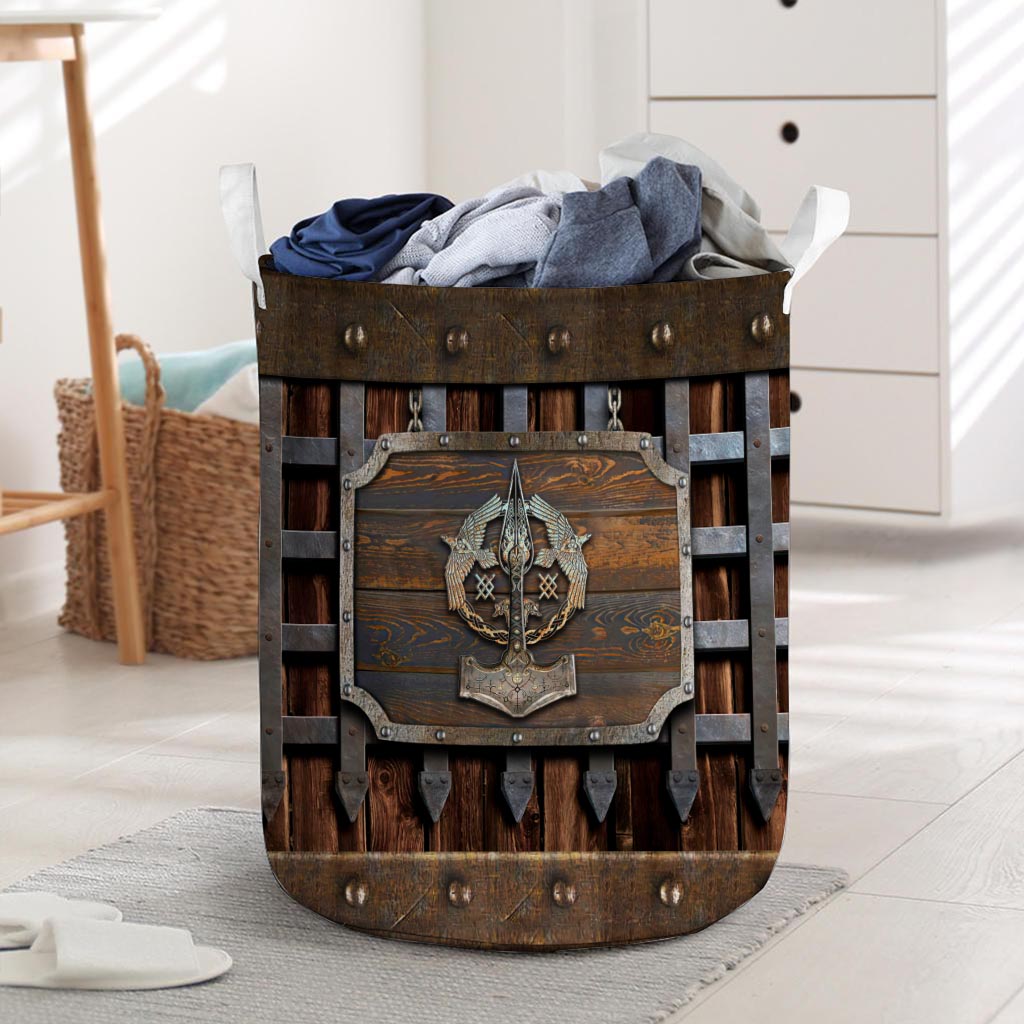 Hammer Metal Pattern Print Viking Laundry Basket 0622