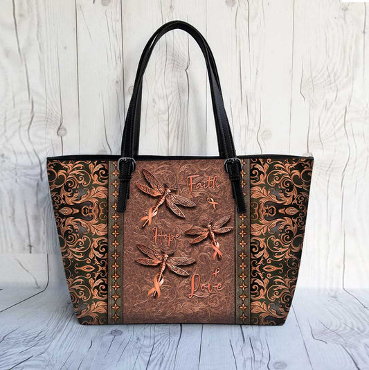 Faith Hope Love Multiple Sclerosis Awareness Leather Bag 0622