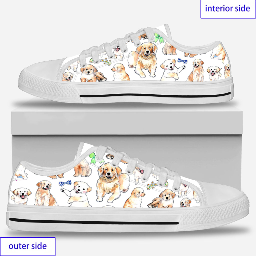 Lovely Pups Golden Retriever Low Top Shoes 0622