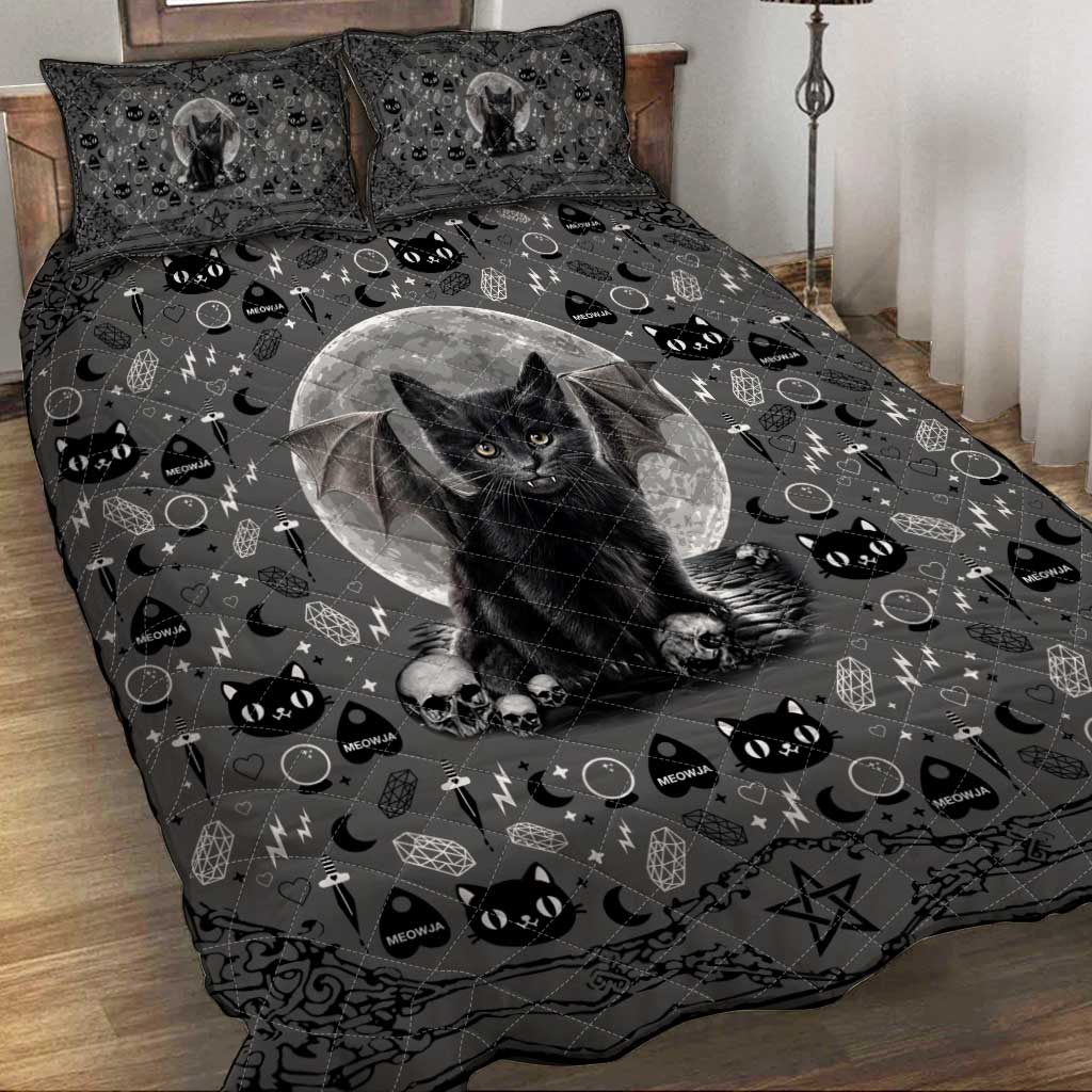 Moon Cat Black Cat  Quilt Set 0622