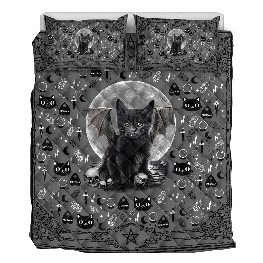 Moon Cat Black Cat  Quilt Set 0622