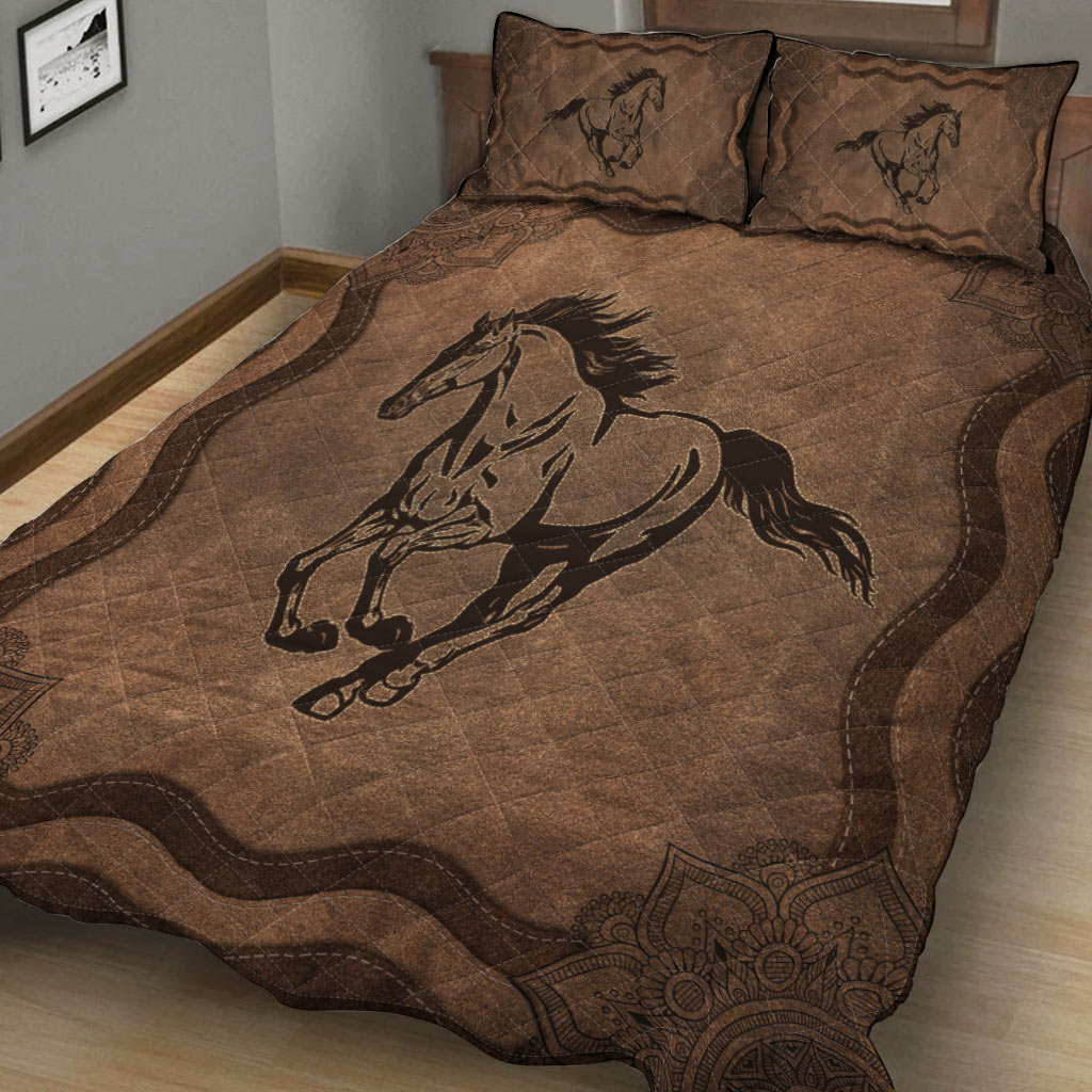 Horse Leather Pattern Print Horse Quilt Set 0622