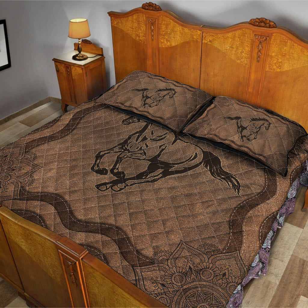 Horse Leather Pattern Print Horse Quilt Set 0622