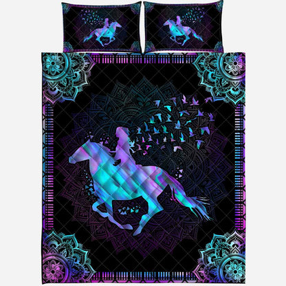 Hologram Horse Riding Horse  Quilt Set 0622