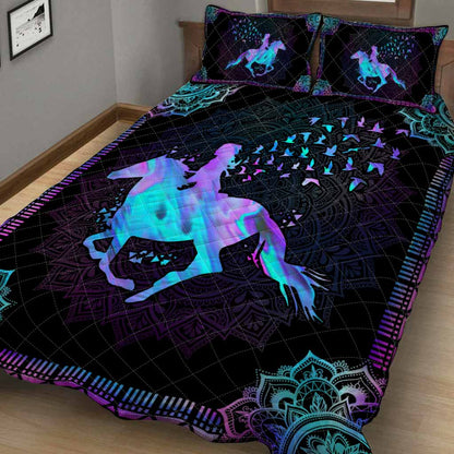 Hologram Horse Riding Horse  Quilt Set 0622