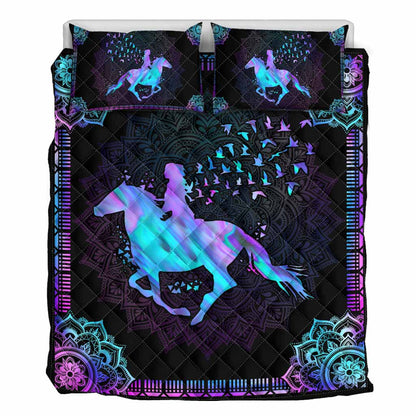 Hologram Horse Riding Horse  Quilt Set 0622