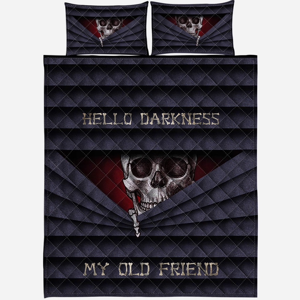 Hello Darkness My Old Friend Skull  Quilt Set 0622
