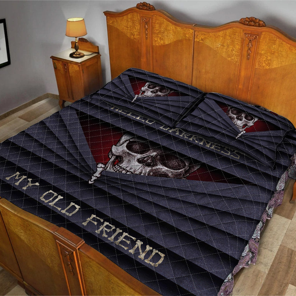 Hello Darkness My Old Friend Skull  Quilt Set 0622