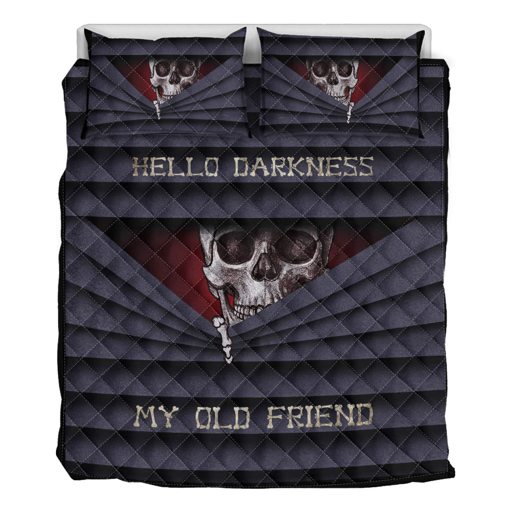 Hello Darkness My Old Friend Skull  Quilt Set 0622