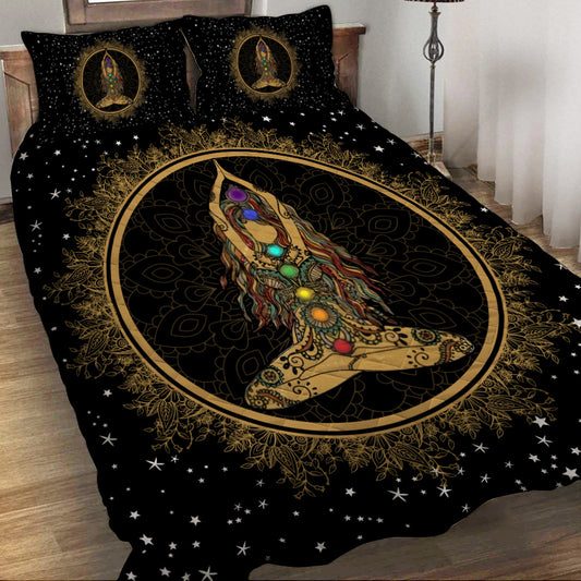 I'm Mostly Peace, Love And Light Galaxy Mandala Yoga Quilt Set 0622