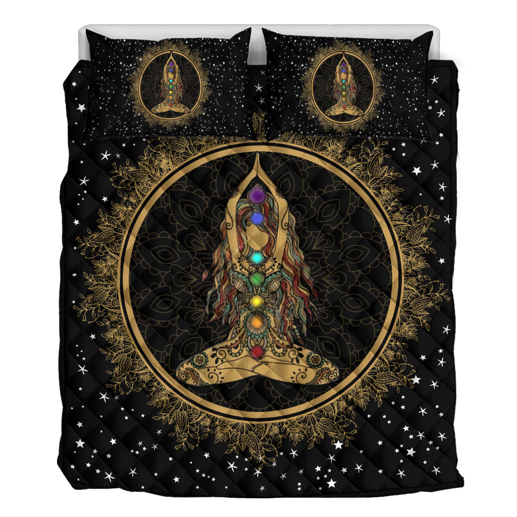 I'm Mostly Peace, Love And Light Galaxy Mandala Yoga Quilt Set 0622