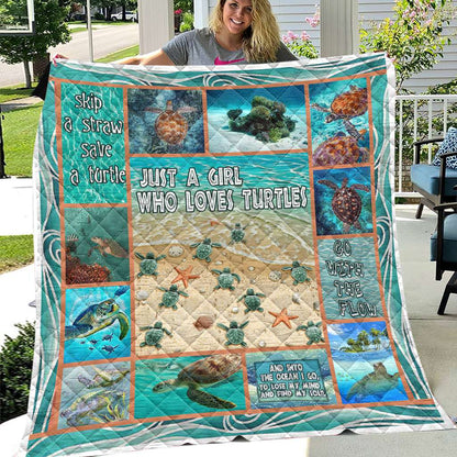 Just A Girl Who Love Turtles Autism Awareness Quilt 0622