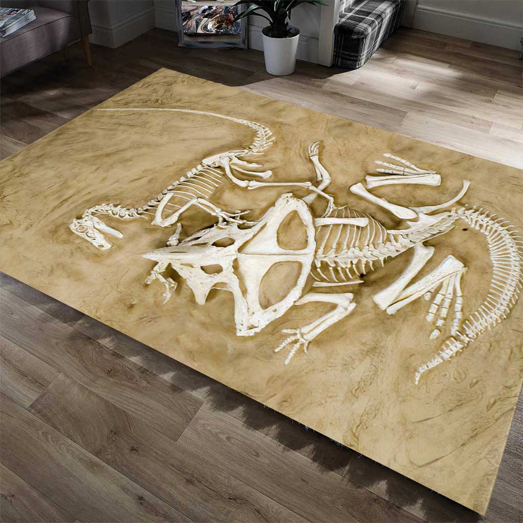 Velociraptor Vs Protoceratops Fossil 3D Pattern Print Dinosaur Rug 0622