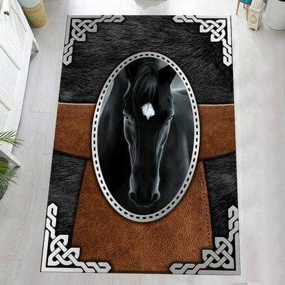 Pitch Black Leather Pattern Print Horse Rug 0622