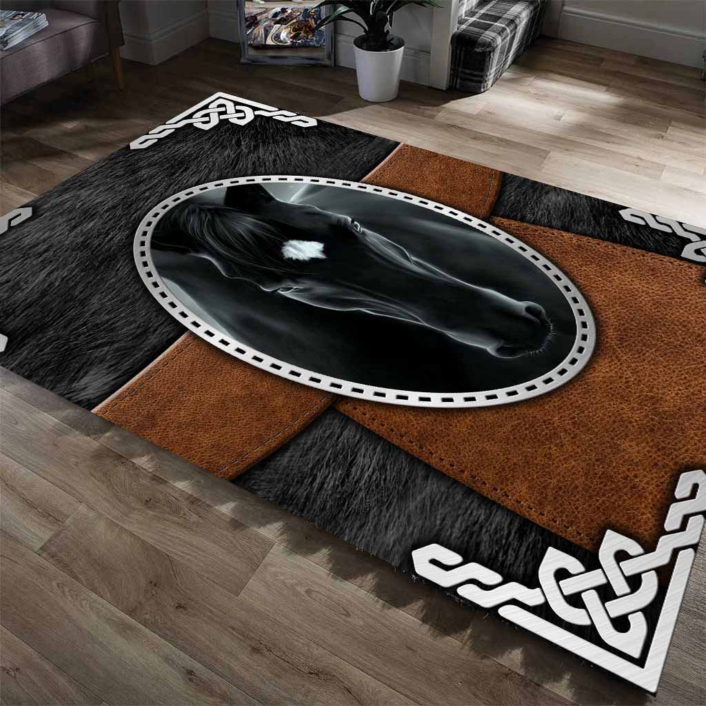 Pitch Black Leather Pattern Print Horse Rug 0622