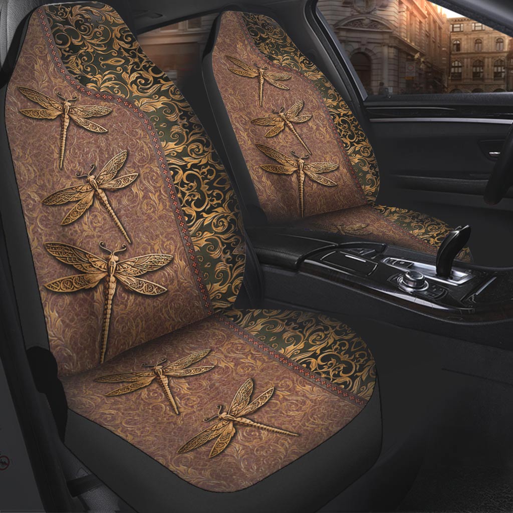 Vintage Dragonfly Leather Pattern Print Dragonfly Seat Covers 0622