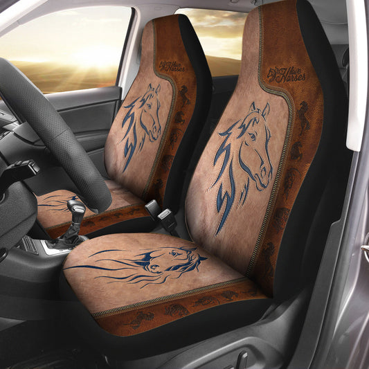 Love Horses Leather Pattern Print Horse Seat Covers 0622