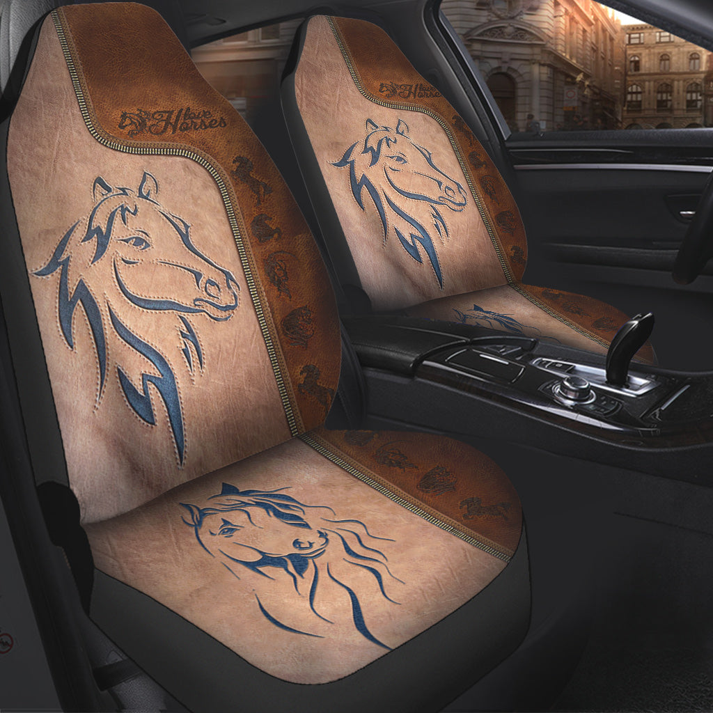 Love Horses Leather Pattern Print Horse Seat Covers 0622