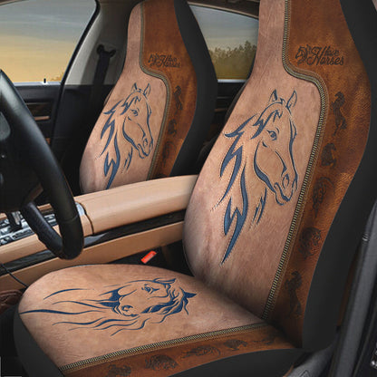 Love Horses Leather Pattern Print Horse Seat Covers 0622