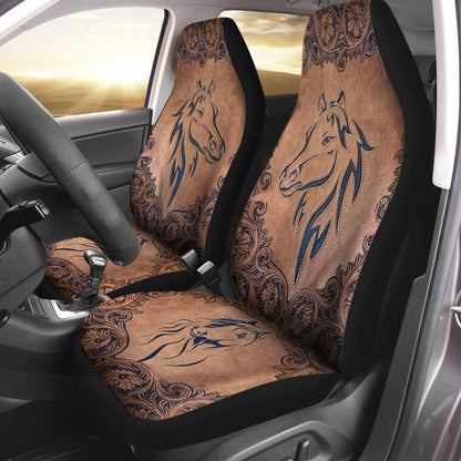 Love Horses Leather Pattern Print Horse Seat Covers 0622