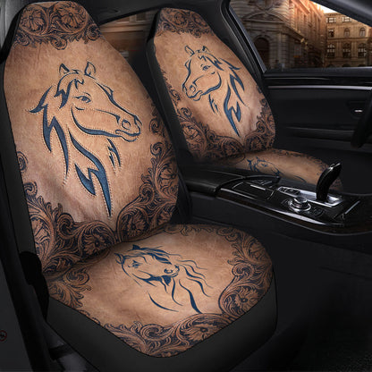 Love Horses Leather Pattern Print Horse Seat Covers 0622