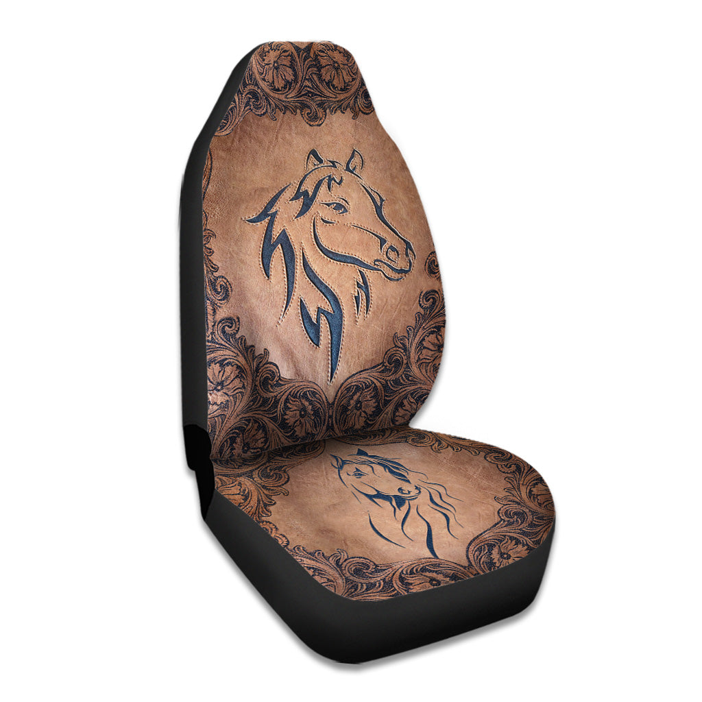 Love Horses Leather Pattern Print Horse Seat Covers 0622