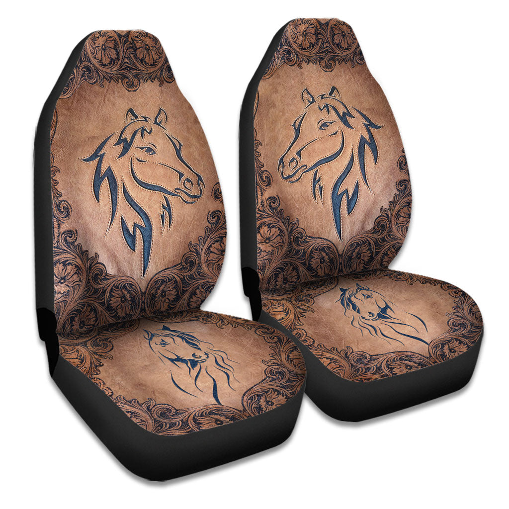 Love Horses Leather Pattern Print Horse Seat Covers 0622