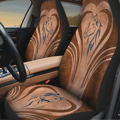 Love Horses Leather Pattern Print Horse Seat Covers 0622