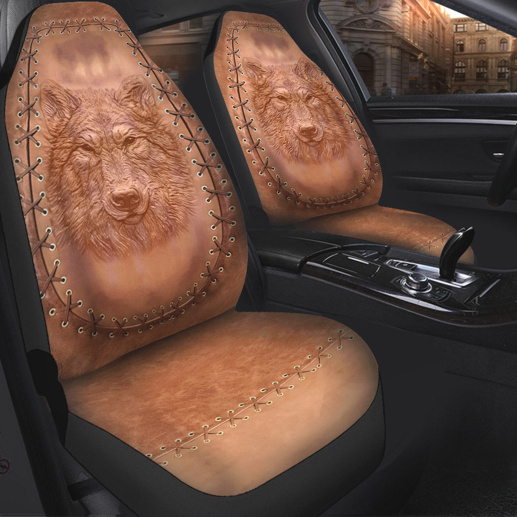 Wolf Leather Pattern Print Wolf Seat Covers 0622