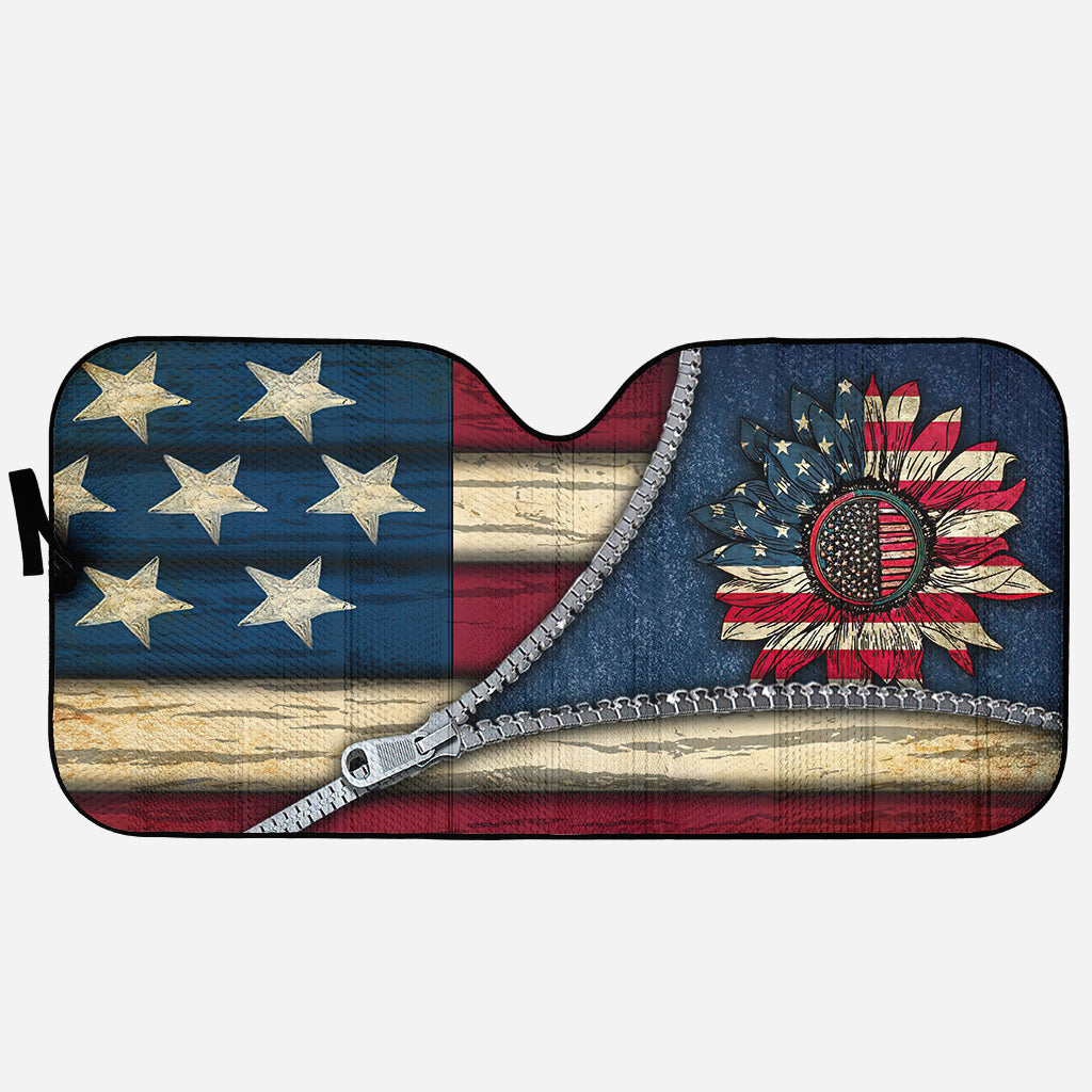Sunflower US Flag Sunflower Car Sunshade 0622