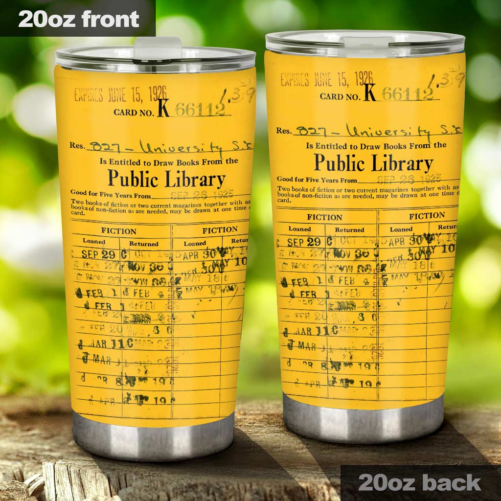 Library Card Book Tumbler 0622