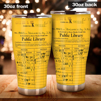 Library Card Book Tumbler 0622