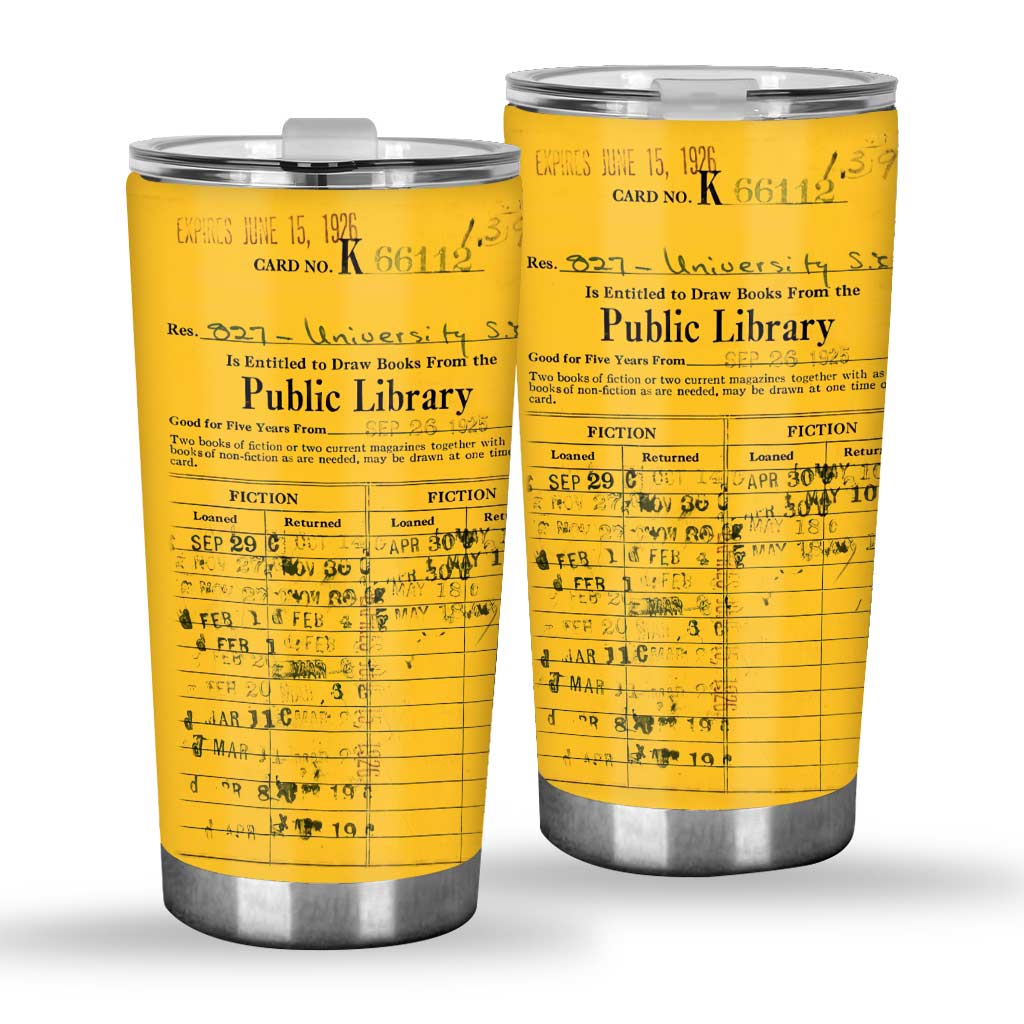 Library Card Book Tumbler 0622