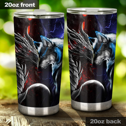 Heart Of A Wolf Soul Of A Dragon - Tumbler 0622