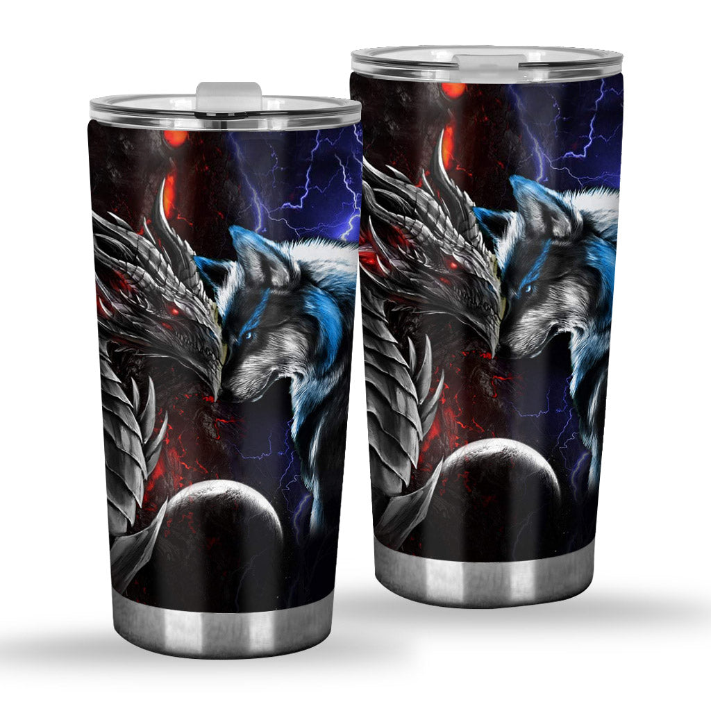 Heart Of A Wolf Soul Of A Dragon - Tumbler 0622