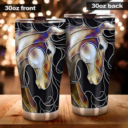 Horse Tumbler With Stained Glass Print 0622