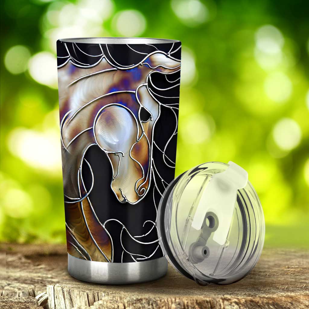 Horse Tumbler With Stained Glass Print 0622