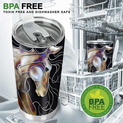 Horse Tumbler With Stained Glass Print 0622