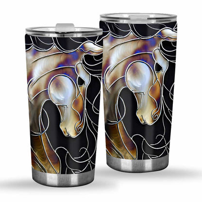 Horse Tumbler With Stained Glass Print 0622