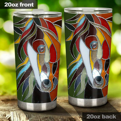 Horse Tumbler With Stained Glass Print 0622